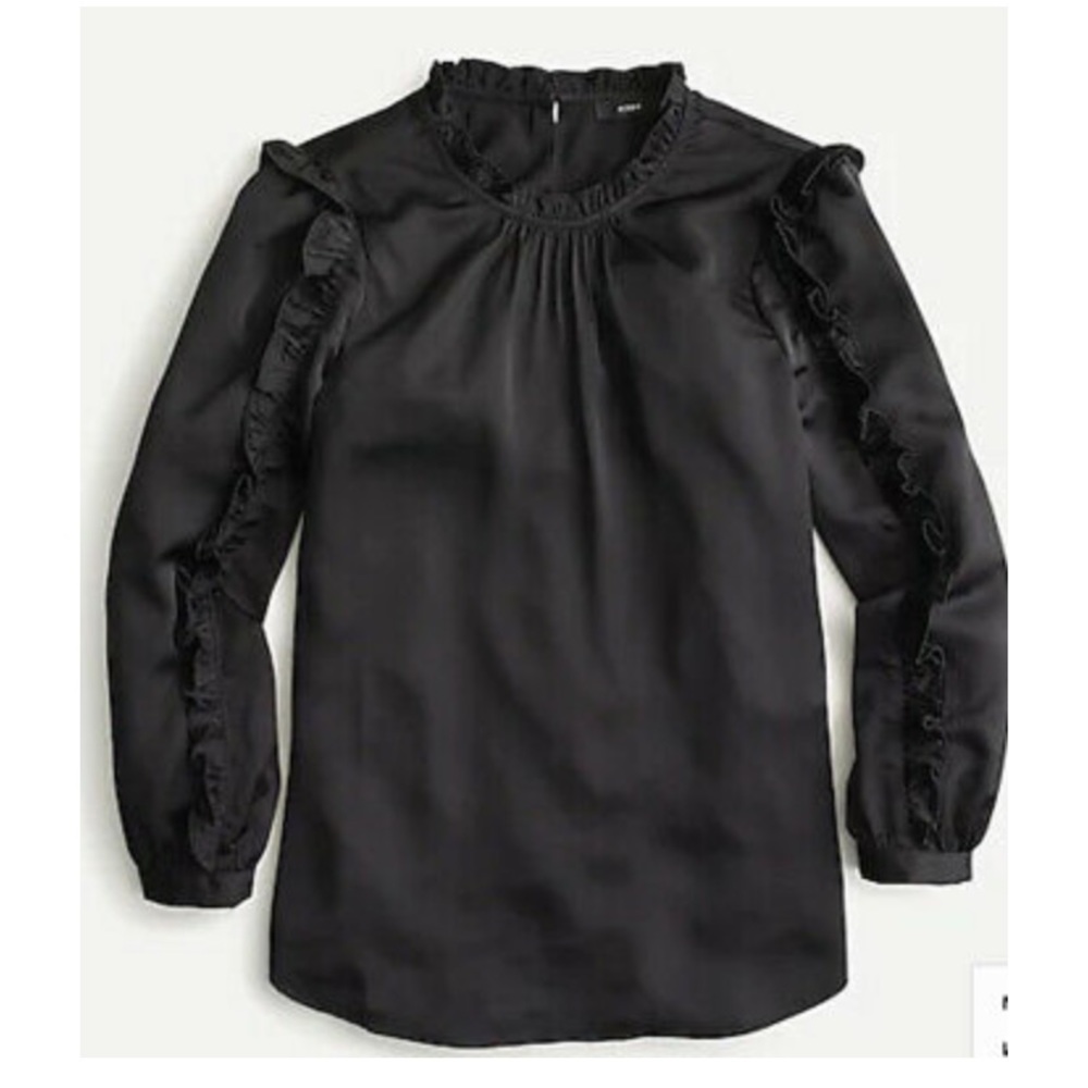 J.Crew satin crepe blouse with ruffle detail